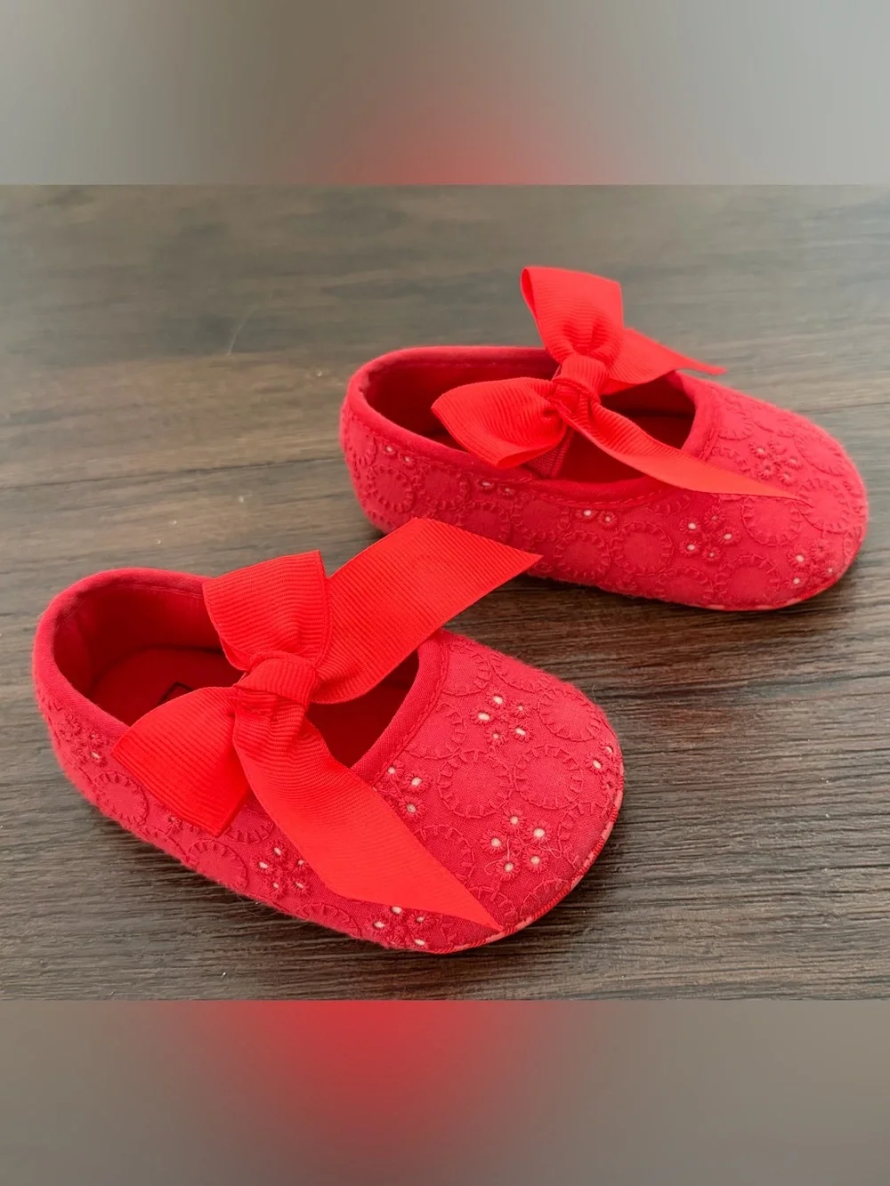 Red Bow Mary Jane Baby Shoes
